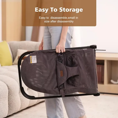 Vista 5 de Asiento de Bebé, Asiento de Mecedora de Bebé, Mecedora Portátil para Bebé con Arnés de Seguridad de 3 Puntos, Asiento Saltarín Ergonómico, Mecedora