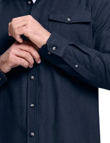 Vista 6 de CQR - Camisa de franela de algodón a cuadros con botones y manga larga para hombre, algodón cepillado suave, camisa de estilo informal