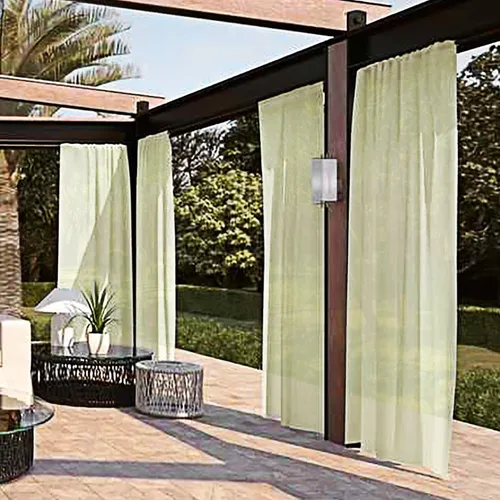 Vista 70 de SpaceDresser Cortinas traslúcidas impermeables para patio y exteriores – 2 paneles de cortina transparente con bolsillo para barra para sala