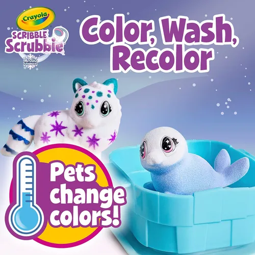 Vista 9 de Scribble Scrubbie Pets Iglú Ártico, mascotas que cambian de color y estuche de almacenamiento, regalo para niñas y niños