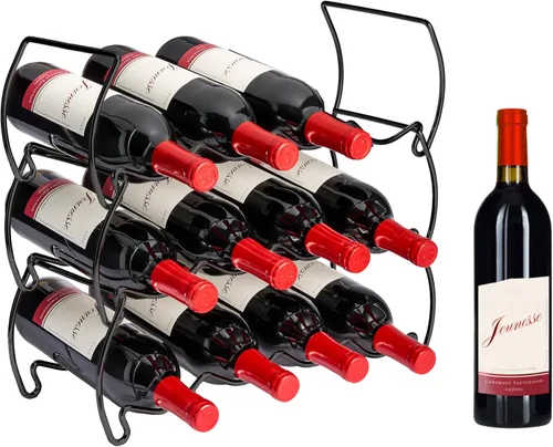 Vista 8 de Sorbus Botellero apilable de 3 niveles, estantes de vino de estilo clásico para botellas, perfecto para bar, bodega, sótano, gabinete, despensa