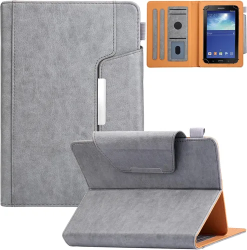 Vista 10 de Funda universal para tablet de 7.0 pulgadas, piel sintética, con soporte de visión multiángulo, ranuras para tarjetas para Samsung Galaxy Tab A 7.0