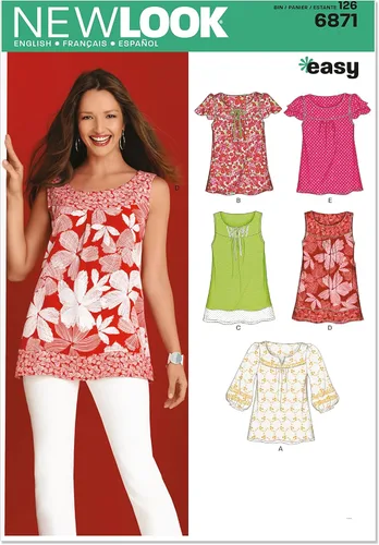 Simplicity U06871A - Kit de patrón de costura para túnica y top de suéter fácil de coser, código 6871, tallas 10-22