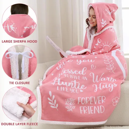 Vista 4 de Regalos cristianos para el día de la madre, esposa, ella, mujer, versículo bíblico, manta rosa con capucha para mujer, regalos de cumpleaños