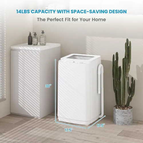 Vista 3 de Zynkez Lavadora portátil de 14 libras, lavadora portátil totalmente automática con 10 programas, 3 niveles de agua, bomba de drenaje, lavadora