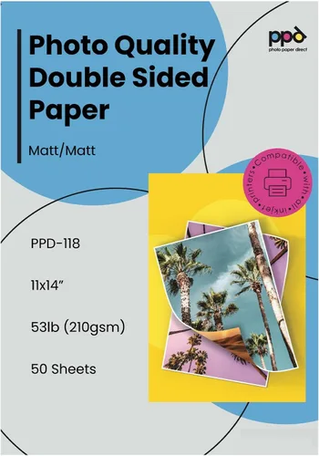 Vista 20 de Papel fotográfico PPD de doble cara, papel mate para folletos de 11 x 17 para impresora de inyección, 210 g/m², tamaño tabloide de 9 mil