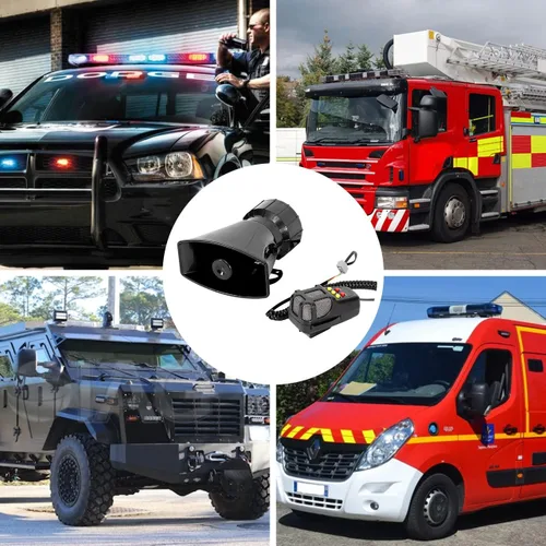 Vista 6 de Partol Cuerno de sirena de coche 5 tonos altavoz de sirena de vehículo con micrófono sistema de altavoz PA 12 V 100 W amplificador de sonido