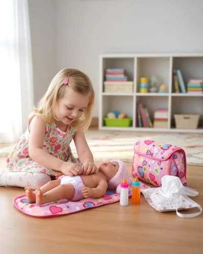 Vista 2 de BABESIDE Juego de 8 bolsas de pañales para bebé con biberones mágicos, accesorios para muñecas de bebé, incluye cambiador, pañal, chupete, bolsa