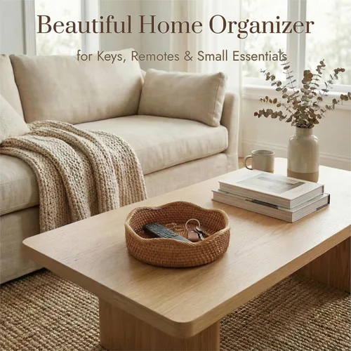 Vista 4 de YANGQIHOME Cesta de pan de ratán, cestas redondas de frutas, cuencos de almacenamiento de mimbre, cuencos de servicio tejidos naturales, cestas