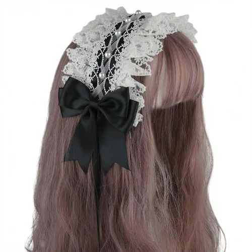 Diadema de Lolita para mujer, diseño de anime, cosplay, cinta con lazo, lindo accesorio para el cabello, Talla única, satén+