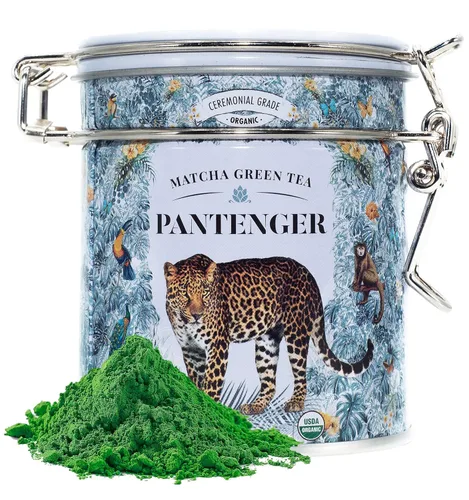 Vista 2 de Pantenger Bolsa Matcha de 1 oz y lata Pantenger Matcha de 1 oz. Polvo de té verde Matcha grado ceremonial. USDA Orgánico.