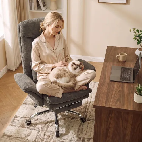 Vista 15 de Silla de oficina entrecruzada, reposabrazos abatibles para mascotas y patas Blanco
