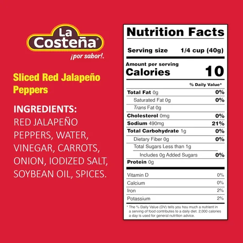 Vista 2 de La Costeña Pimientos jalapeños rojos en rodajas, lata de 7 onzas (paquete de 24)