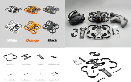 Vista 7 de Kit completo de protección para DJI Avata2 – 360° antigolpes y arañazos, anillo de parachoques, parachoques cardán, chasis, cubierta superior