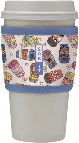 Vista 146 de Sok It HotSok Coffee & Tea - Funda de neopreno con aislamiento reutilizable (floral abstracto)