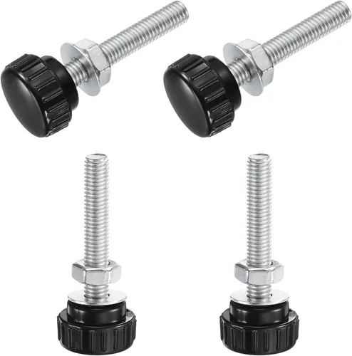 Vista 111 de Uxcell - 4 juegos de pomos moleteados con tornillos de pulgar, tuercas y arandelas, rosca macho métrica M3 x 30 mm, 14 mm de plástico, cabeza de 304
