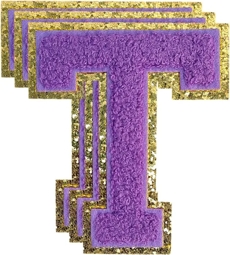 Vista 191 de 3 parches de letras de felpilla negra, parches de letras termo-adhesivas de 4-1/2", parches universitarios para ropa, S