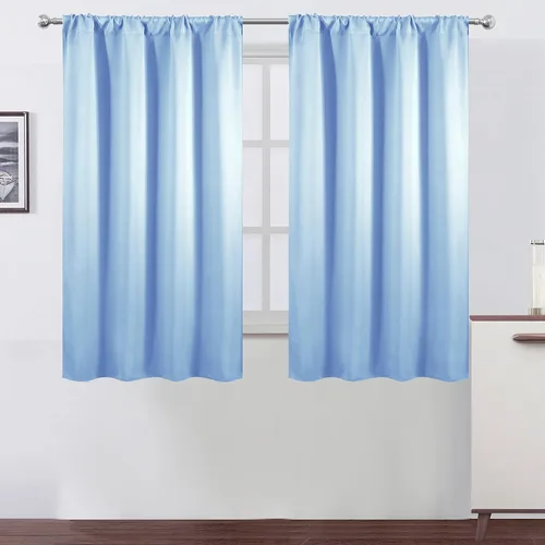 Vista 132 de LEMOMO Cortinas opacas grises, 52 x 84 pulgadas, juego de 2 paneles de cortinas opacas con aislamiento térmico para oscurecer la habitación