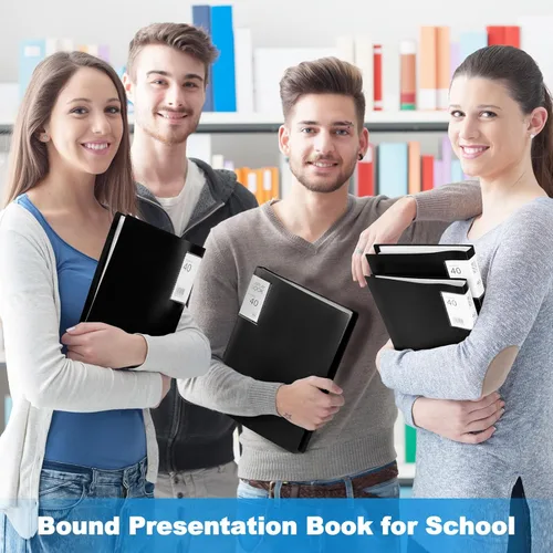 Vista 4 de Marspark - Carpeta de 4 piezas con fundas de plástico grande de 8.5" x 11", libro de presentación de 40 bolsillos con 80 páginas, carpeta