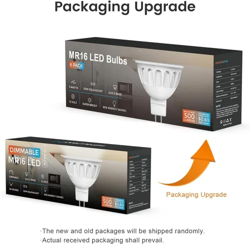 Vista 9 de Bombilla LED MR16 regulable, 5 W (equivalente a 50 W) 2700 K blanco cálido, bombillas de base GU5.3, ángulo de haz de 40°, 12 V CA CC - sin
