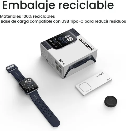 Vista 6 de Amazfit Bip 6 - Reloj inteligente de 46mm, batería de 14 días, pantalla AMOLED de 1.97 pulgadas, GPS y mapas gratuitos, AI, llamada y mensaje