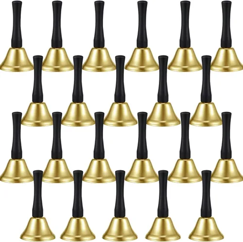 Vista 10 de Boao 24 campanas de mano de acero para servicio de acero con mango de madera negra, campanas de metal diatónico, percusión musical (negro)