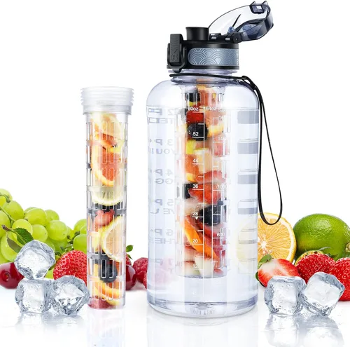 Vista 10 de UTEBIT Botella de agua con infusor de frutas de 32 onzas, botella de agua deportiva aislada con pajilla, 1 litro, sin BPA, a prueba de fugas, jarra