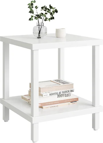 MMEOLUOOK Mesa Auxiliar Grande Mesa Lateral Cuadrada Mesa de Sofá Moderna Mesa de Centro Industrial de 20 Pulgadas Mesita de Noche con Estante de