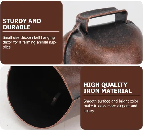 Vista 5 de 2pcs Vaca Caballo Oveja Pastoreo Cobre Campanas Ganado Granja Animal Cobre Fuerte Bronce Campanas L