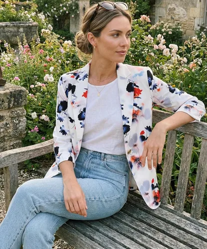 Vista 2 de Beninos Blazers - Chaqueta ligera de trabajo de oficina con manga 34 para mujer