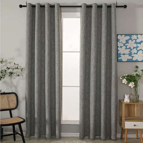 Vista 36 de INLINAS Cortinas opacas con textura anudada de lino sintético, 100% bloqueo de luz, reducción de ruido, ojales de tela de triple capa para Beige