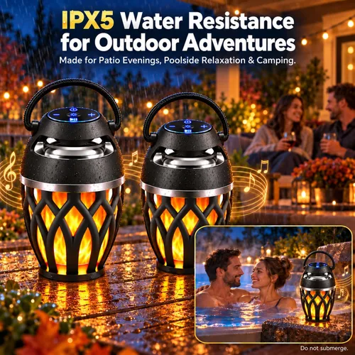 Vista 4 de Altavoces para exteriores Bluetooth con luz, IP5X impermeable