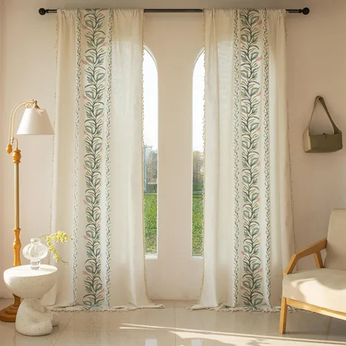 Vista 30 de ENJOYBRIDAL - Cortinas azules florales de 63 pulgadas, juego de 2 paneles, cortinas semi transparentes, cortinas cortas para sala de estar, bolsillo