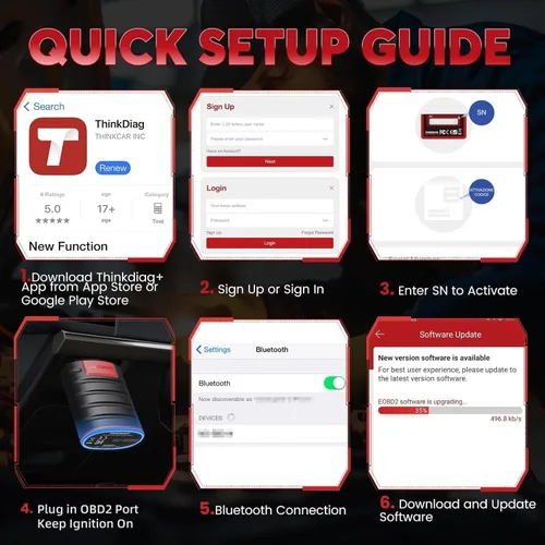 Vista 8 de escáner Bluetooth Thinkdiag OBD2, herramienta de escaneo bidireccional para todos los sistemas, herramientas de diagnóstico de nivel OE