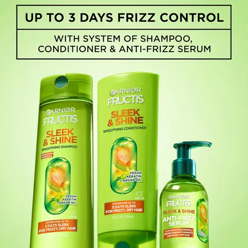 Vista 5 de Sérum anti frizz Garnier Fructis Sleek & Shine, frizzy, cabello seco, inmanejable, 5.1 onzas líquidas