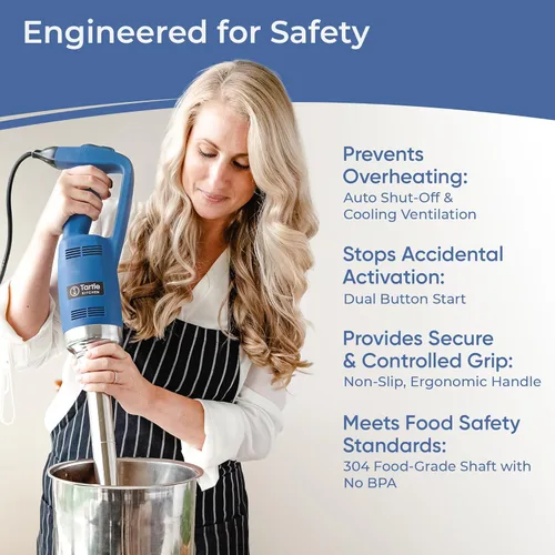 Vista 8 de Batidora de inmersión de mano de 220 W, acero inoxidable de 7 pulgadas con 8 velocidades, 110 V + cobertura de 1 año y soporte de chef profesional