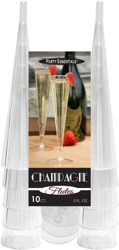 Vista 3 de Party Essentials Copas de champán desechables de plástico duro de 2 piezas, 5 onzas, 10 unidades, Deluxe/Elegance Clear
