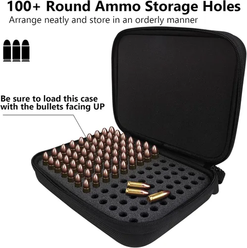 Vista 2 de Estuche de Municiones de 108 Rondas para 9mm, Estuche de Almacenamiento de Municiones Compatible con 9mm Luger, 9mm Parabellum, 9mm Makarov,.380