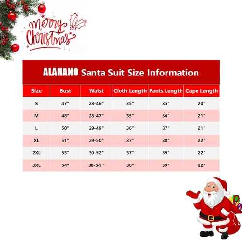 Vista 6 de ALANANO Deluxe Santa Claus Costume 12 pcs Christmas Velvet Santa Suit for Men