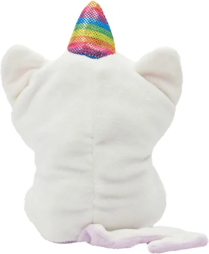 Vista 9 de BLUE PANDA Pequeño juguete de peluche reversible de caticornio, lavanda y blanco con cuerno de arcoíris (6 x 12 pulgadas)