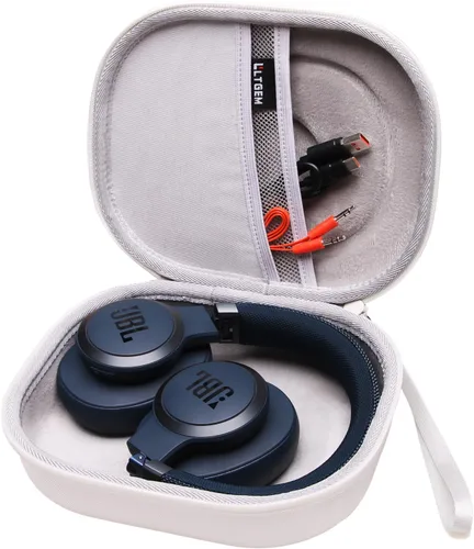 Vista 2 de LTGEM - Funda rígida para auriculares JBL, color blanco, exterior gris y interior gris