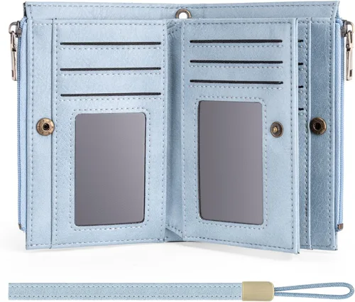 Vista 8 de XINNSTAR Billetera pequeña genuina para mujer, tarjetero delgado con bloqueo RFID con ventana para identificación, monederos compactos para mujer