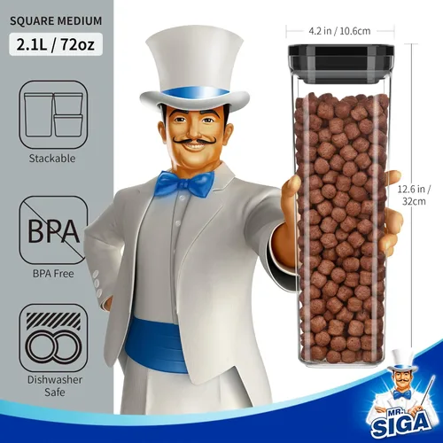 Vista 3 de MR.SIGA Juego de 2 recipientes herméticos para almacenamiento de alimentos, sin BPA, recipientes herméticos para almacenamiento de espaguetis