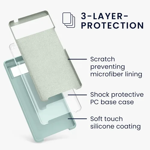 Vista 681 de kwmobile Funda Compatible con Google Pixel 6 Pro - Funda de teléfono de silicona TPU con acabado suave - Azul Arrecife