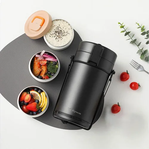 Vista 5 de Tarro térmico de alimentos para adultos de 82 onzas para comida caliente, contenedores de alimentos apilables aislados de boca ancha bento/alimentos