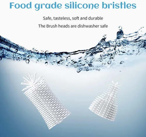 Vista 3 de Limpiador eléctrico de cepillo para biberones, juego de cepillos de silicona recargables con cabezal de cepillo reemplazable, lavadora de vasos