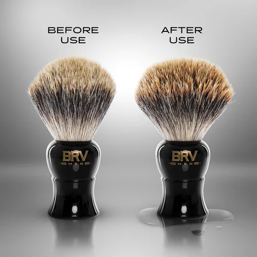 Vista 7 de BRV MEN Pure Badger Brocha de afeitar grande (nudos de 0.945 in) - Mango de resina pesada - Uso con maquinilla de afeitar de seguridad de doble
