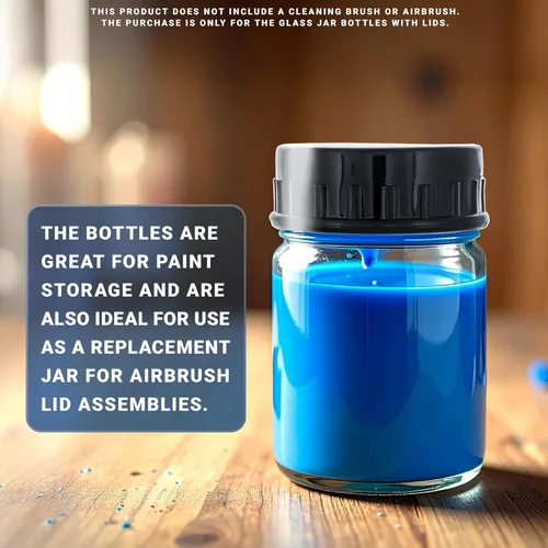 Vista 3 de Master Airbrush TB-001 - Botellas vacías de vidrio de 3/4 onzas (22 cc) con tapas de plástico, frascos de repuesto, botellas de almacenamiento