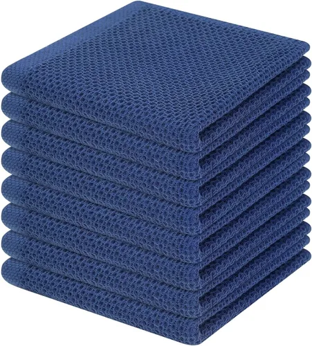 Vista 414 de Homaxy Paños de cocina de 100% algodón con tejido de gofre, ultra suaves, absorbentes, de secado rápido, 12 x 12 pulgadas, paquete de 6, amarillo