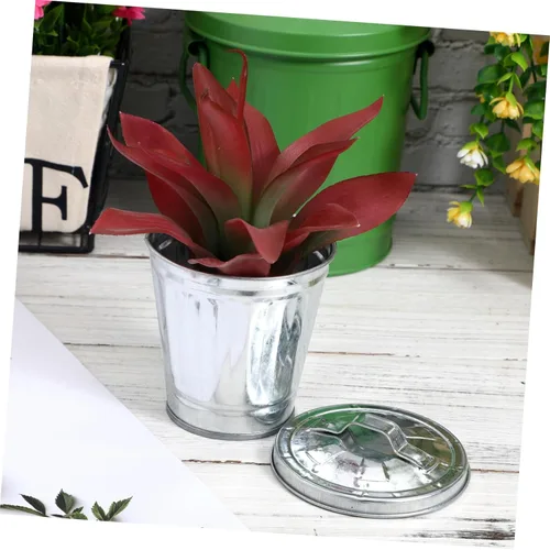 Vista 6 de SOLUSTRE 1 mini bote de basura con tapas, contenedores pequeños, caja de arena con cubierta, soporte para bolígrafo de encimera, contenedor